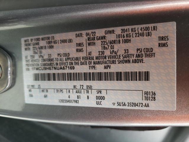 Photo 12 VIN: 1FMCU9H67NUA67169 - FORD ESCAPE SEL 