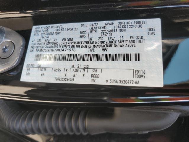 Photo 12 VIN: 1FMCU9H67NUA71576 - FORD ESCAPE SEL 