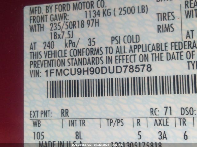 Photo 8 VIN: 1FMCU9H90DUD78578 - FORD ESCAPE 