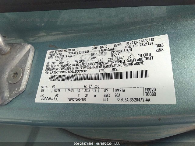 Photo 8 VIN: 1FMCU9H91DUB37032 - FORD ESCAPE 