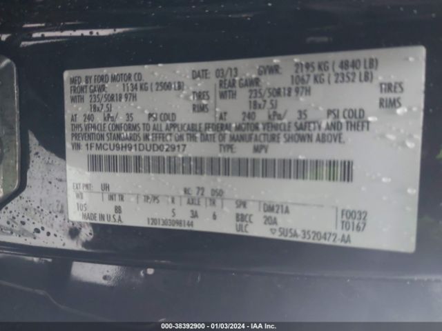 Photo 8 VIN: 1FMCU9H91DUD02917 - FORD ESCAPE 