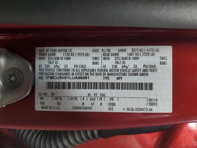 Photo 13 VIN: 1FMCU9H91LUA96691 - FORD ESCAPE SEL 