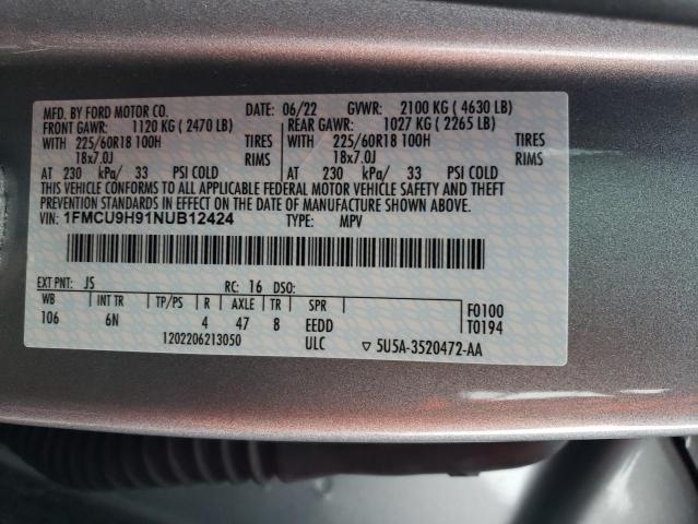 Photo 12 VIN: 1FMCU9H91NUB12424 - FORD ESCAPE 