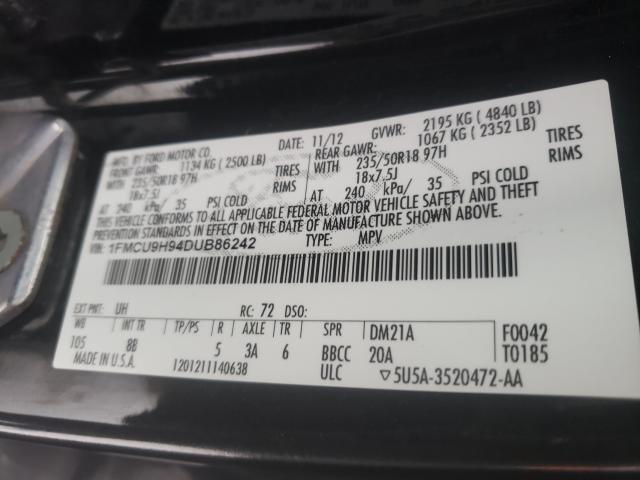 Photo 9 VIN: 1FMCU9H94DUB86242 - FORD ESCAPE SEL 