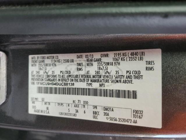 Photo 13 VIN: 1FMCU9H94DUC88138 - FORD ESCAPE SEL 