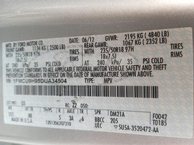 Photo 9 VIN: 1FMCU9H95DUA34504 - FORD ESCAPE SEL 