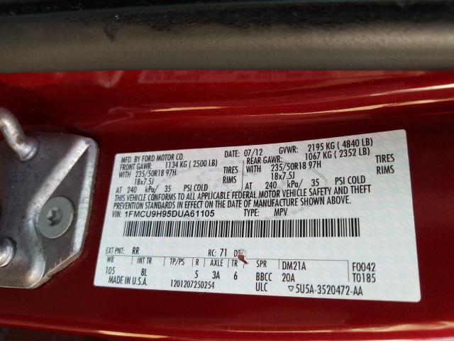 Photo 9 VIN: 1FMCU9H95DUA61105 - FORD ESCAPE SEL 