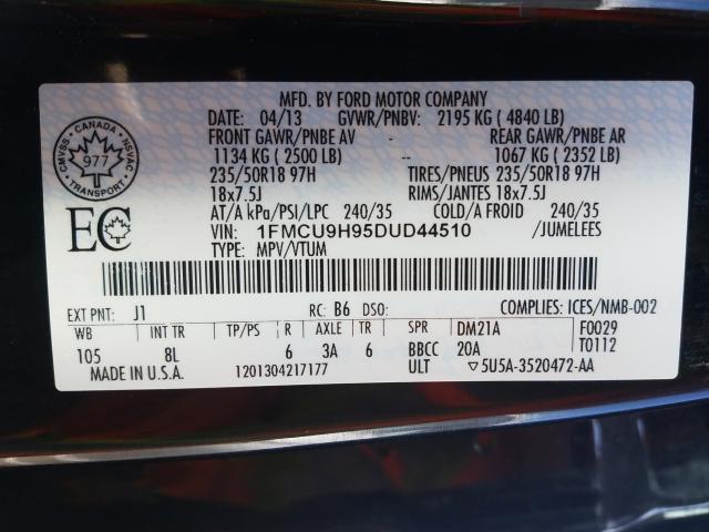 Photo 9 VIN: 1FMCU9H95DUD44510 - FORD ESCAPE SEL 