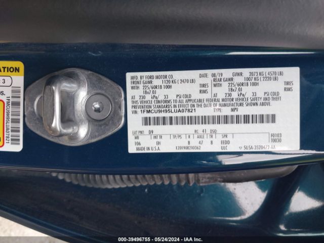 Photo 8 VIN: 1FMCU9H95LUA07821 - FORD ESCAPE 