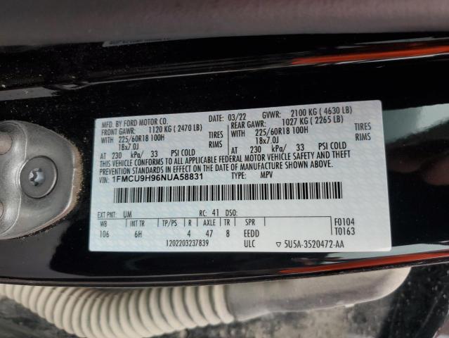 Photo 13 VIN: 1FMCU9H96NUA58831 - FORD ESCAPE SEL 