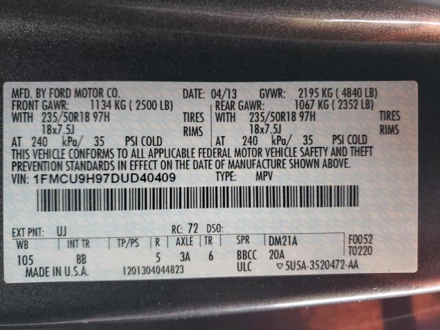 Photo 12 VIN: 1FMCU9H97DUD40409 - FORD ESCAPE SEL 