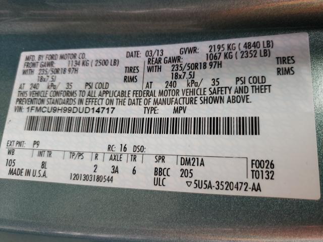 Photo 9 VIN: 1FMCU9H99DUD14717 - FORD ESCAPE SEL 