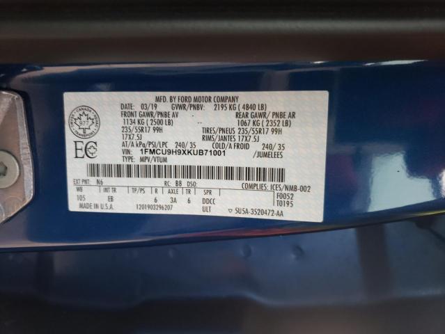 Photo 12 VIN: 1FMCU9H9XKUB71001 - FORD ESCAPE 