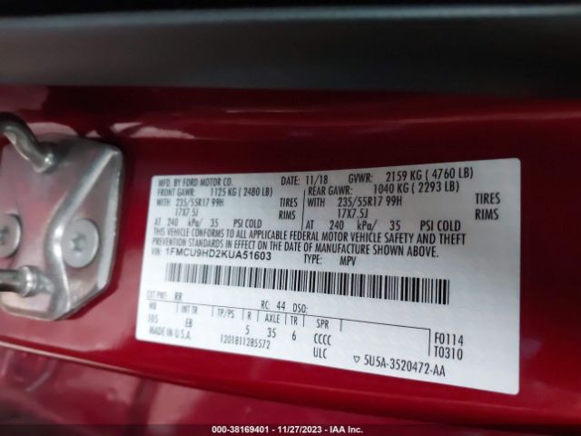 Photo 8 VIN: 1FMCU9HD2KUA51603 - FORD ESCAPE 