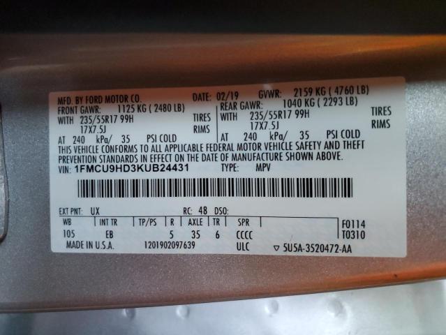 Photo 11 VIN: 1FMCU9HD3KUB24431 - FORD ESCAPE SEL 