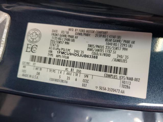 Photo 12 VIN: 1FMCU9HD5JUB63388 - FORD ESCAPE SEL 