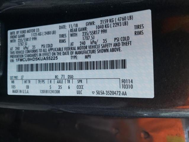 Photo 12 VIN: 1FMCU9HD5KUA55225 - FORD ESCAPE 