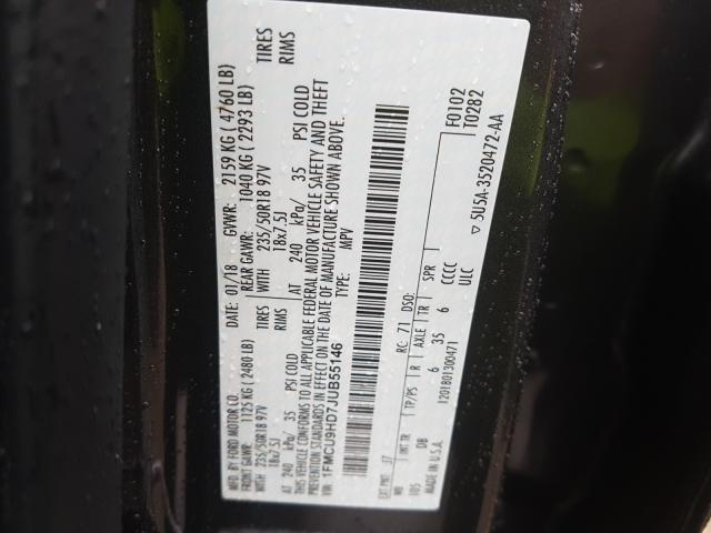 Photo 9 VIN: 1FMCU9HD7JUB55146 - FORD ESCAPE SEL 