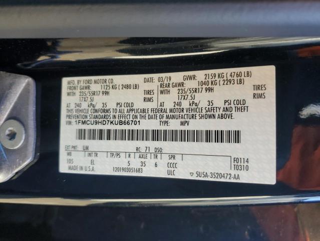 Photo 12 VIN: 1FMCU9HD7KUB66701 - FORD ESCAPE SEL 