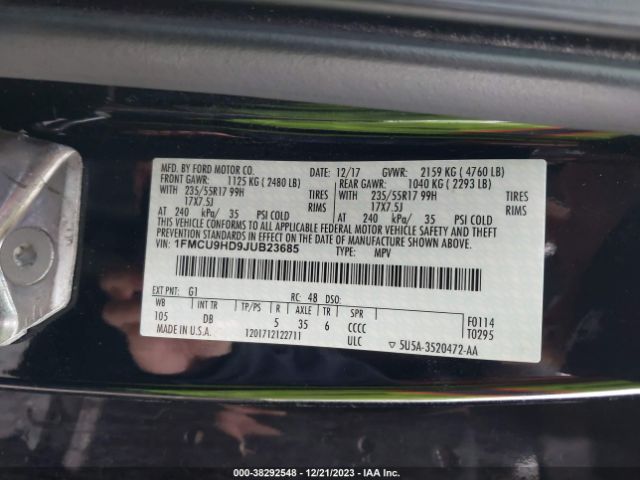 Photo 8 VIN: 1FMCU9HD9JUB23685 - FORD ESCAPE 