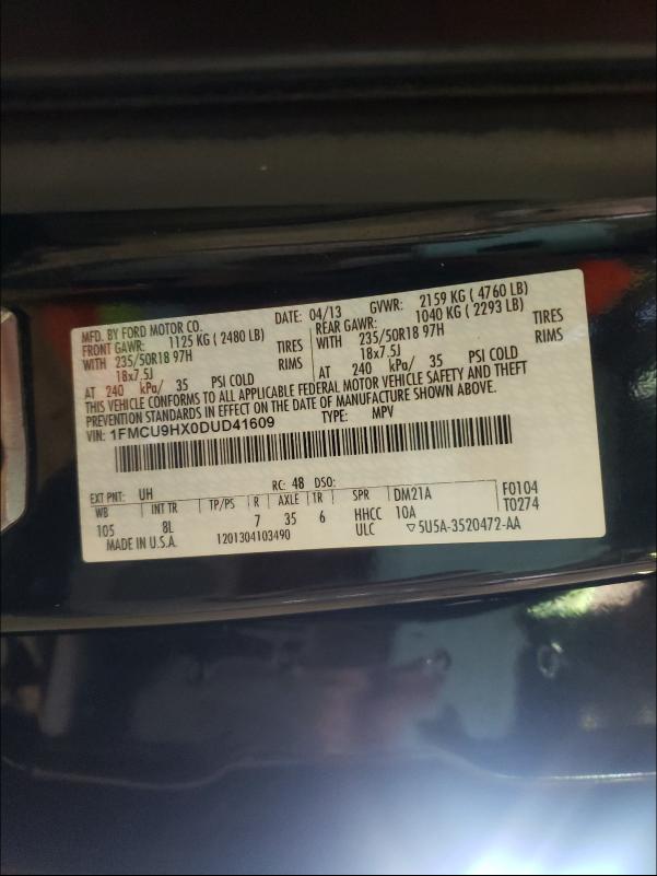 Photo 9 VIN: 1FMCU9HX0DUD41609 - FORD ESCAPE SEL 