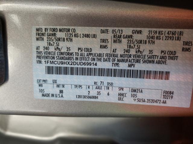 Photo 9 VIN: 1FMCU9HX2DUD69914 - FORD ESCAPE SEL 