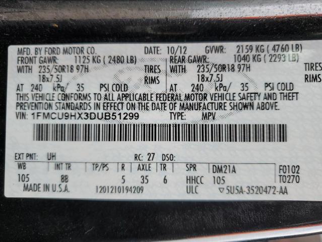 Photo 11 VIN: 1FMCU9HX3DUB51299 - FORD ESCAPE 