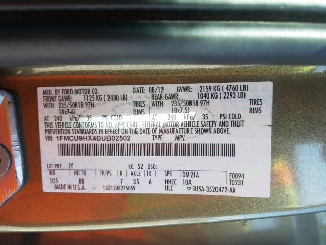 Photo 9 VIN: 1FMCU9HX4DUB02502 - FORD ESCAPE SEL 