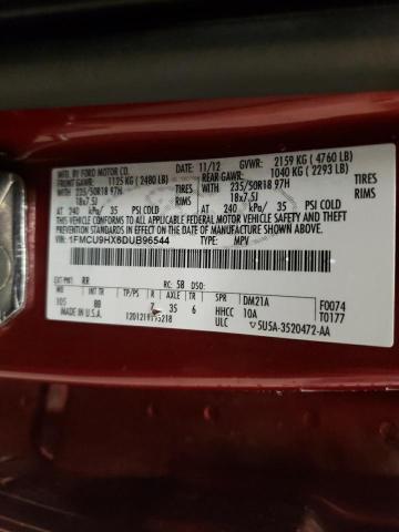 Photo 9 VIN: 1FMCU9HX6DUB96544 - FORD ESCAPE SEL 