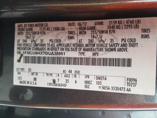 Photo 9 VIN: 1FMCU9HX7DUA38861 - FORD ESCAPE SEL 