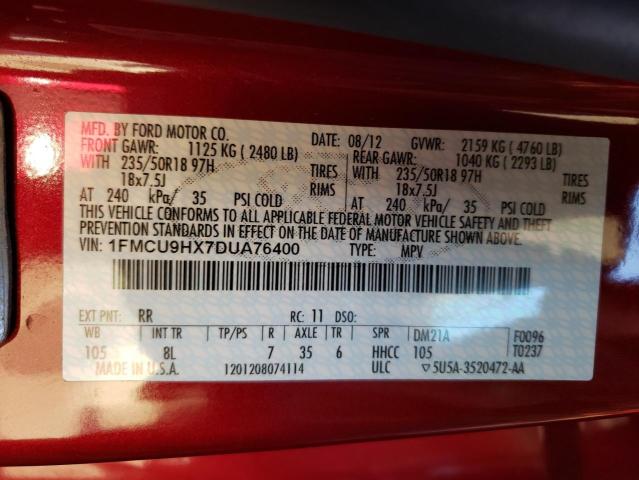 Photo 9 VIN: 1FMCU9HX7DUA76400 - FORD ESCAPE SEL 