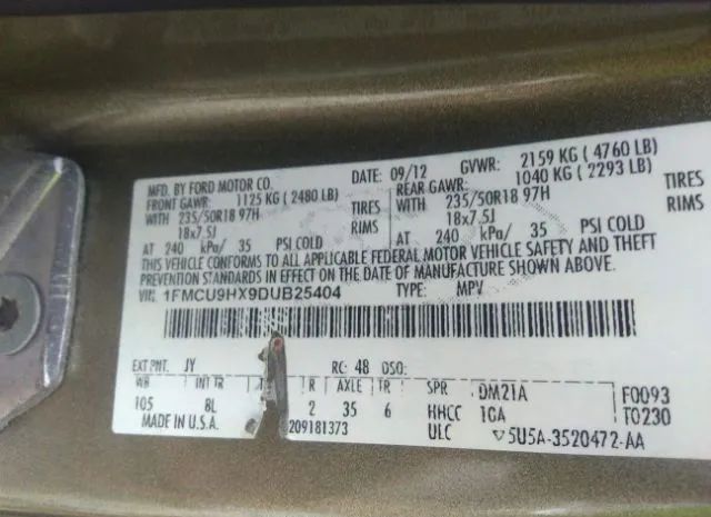 Photo 8 VIN: 1FMCU9HX9DUB25404 - FORD ESCAPE 