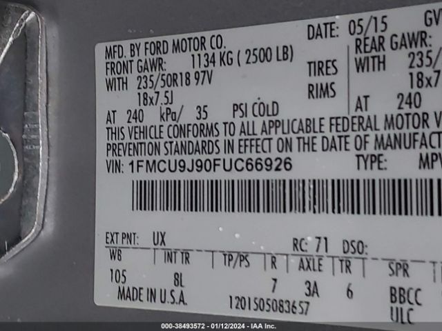 Photo 8 VIN: 1FMCU9J90FUC66926 - FORD ESCAPE 