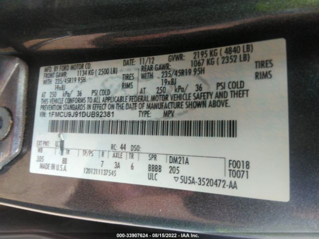 Photo 8 VIN: 1FMCU9J91DUB92381 - FORD ESCAPE 