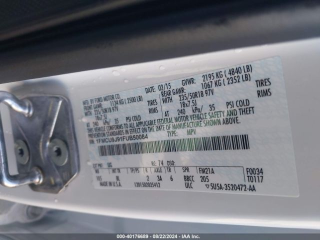 Photo 8 VIN: 1FMCU9J91FUB50084 - FORD ESCAPE 