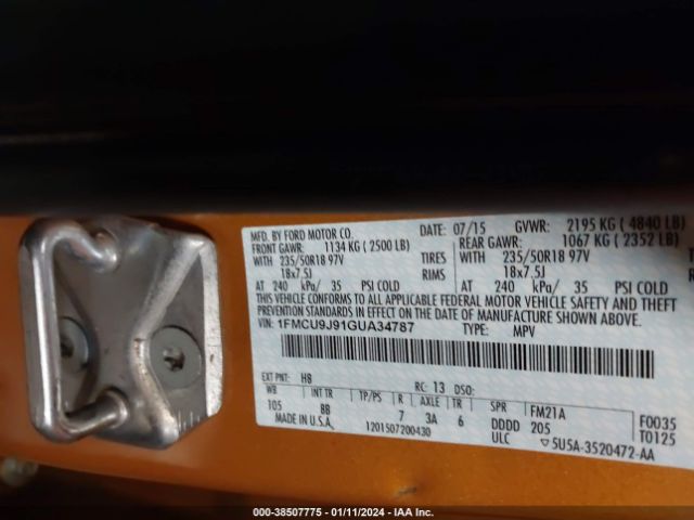 Photo 8 VIN: 1FMCU9J91GUA34787 - FORD ESCAPE 