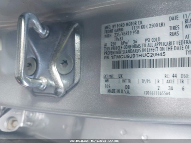 Photo 8 VIN: 1FMCU9J91HUC20945 - FORD ESCAPE 