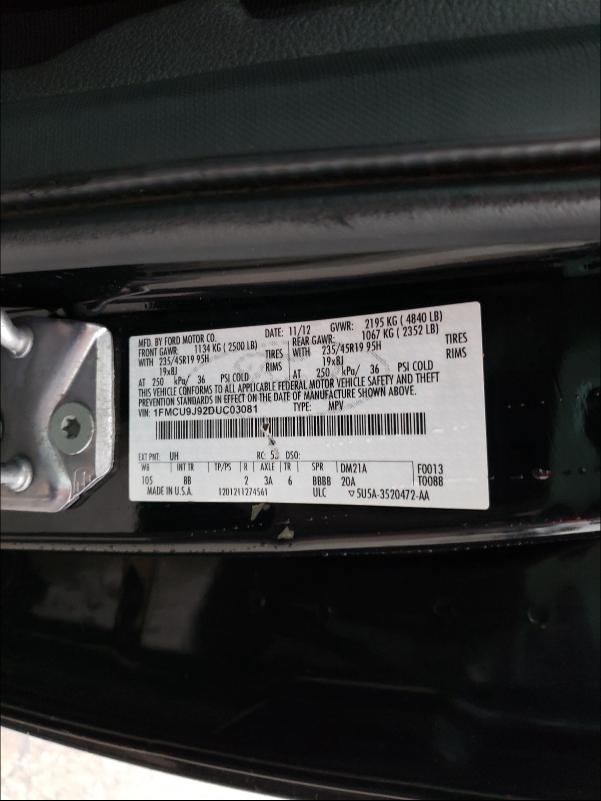 Photo 9 VIN: 1FMCU9J92DUC03081 - FORD ESCAPE TIT 