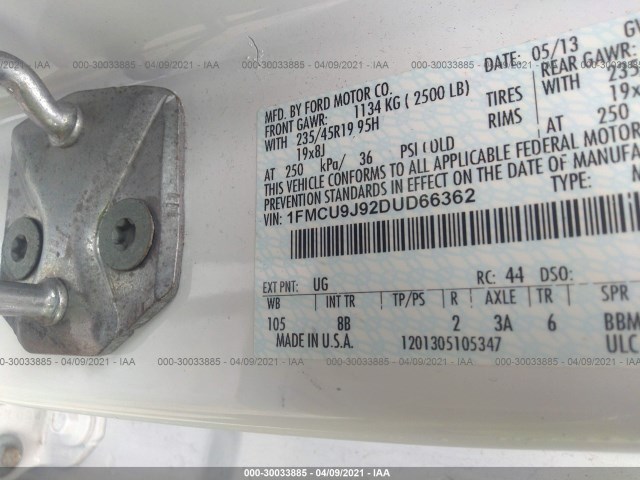 Photo 8 VIN: 1FMCU9J92DUD66362 - FORD ESCAPE 