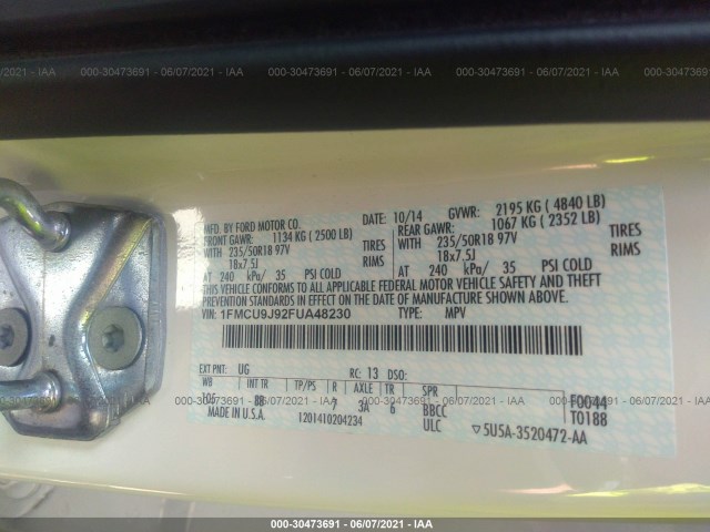 Photo 8 VIN: 1FMCU9J92FUA48230 - FORD ESCAPE 