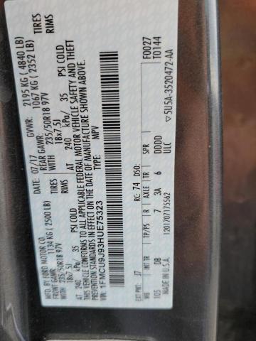 Photo 12 VIN: 1FMCU9J93HUE75323 - FORD ESCAPE TIT 