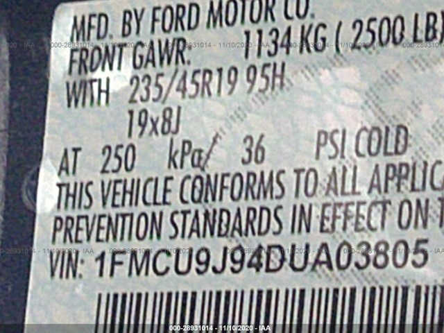 Photo 8 VIN: 1FMCU9J94DUA03805 - FORD ESCAPE 