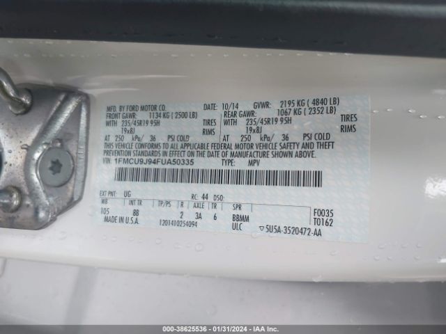 Photo 8 VIN: 1FMCU9J94FUA50335 - FORD ESCAPE 