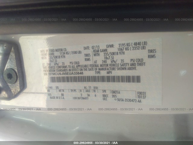 Photo 8 VIN: 1FMCU9J95EUA33848 - FORD ESCAPE 