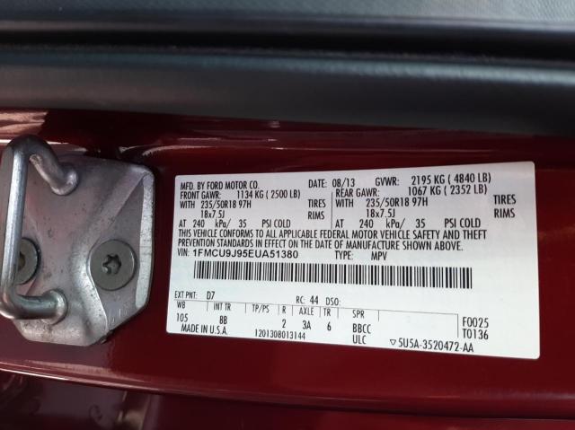 Photo 9 VIN: 1FMCU9J95EUA51380 - FORD ESCAPE TIT 