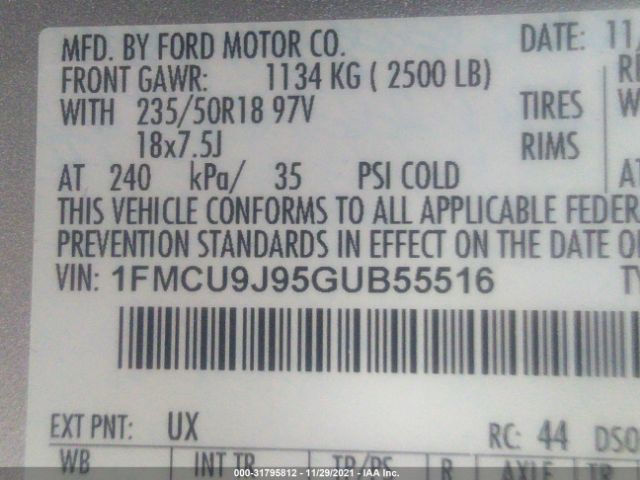 Photo 8 VIN: 1FMCU9J95GUB55516 - FORD ESCAPE 