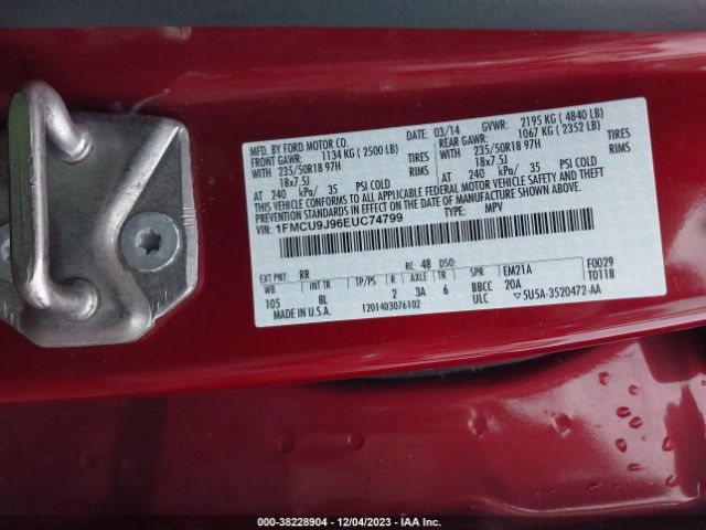 Photo 8 VIN: 1FMCU9J96EUC74799 - FORD ESCAPE 