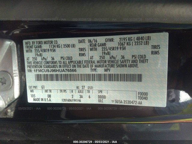 Photo 8 VIN: 1FMCU9J96HUA76566 - FORD ESCAPE 