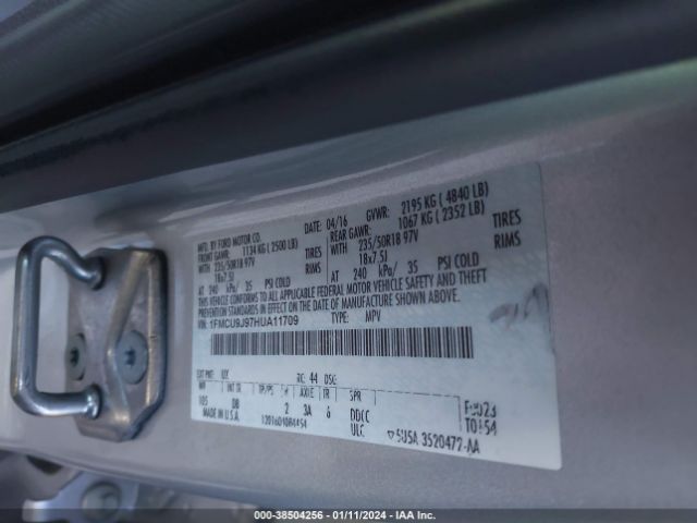 Photo 8 VIN: 1FMCU9J97HUA11709 - FORD ESCAPE 