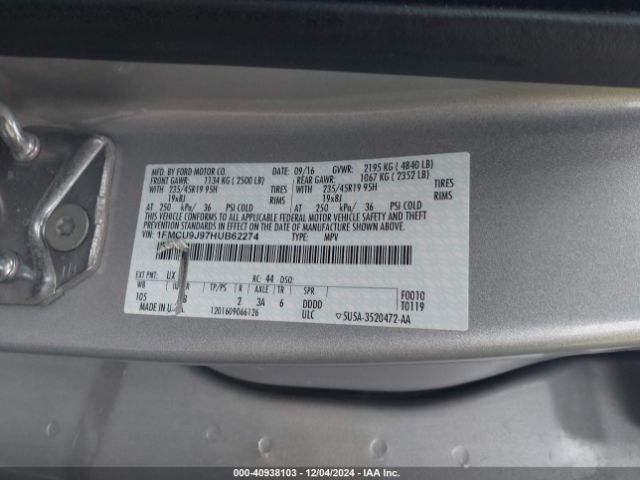 Photo 8 VIN: 1FMCU9J97HUB62274 - FORD ESCAPE 